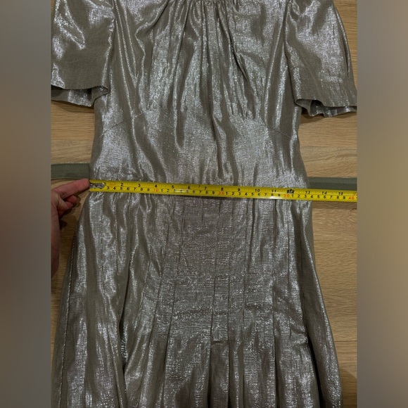 Anna Sui silvery Metallic Linen Blend Dress size 0 - Picture 9 of 12